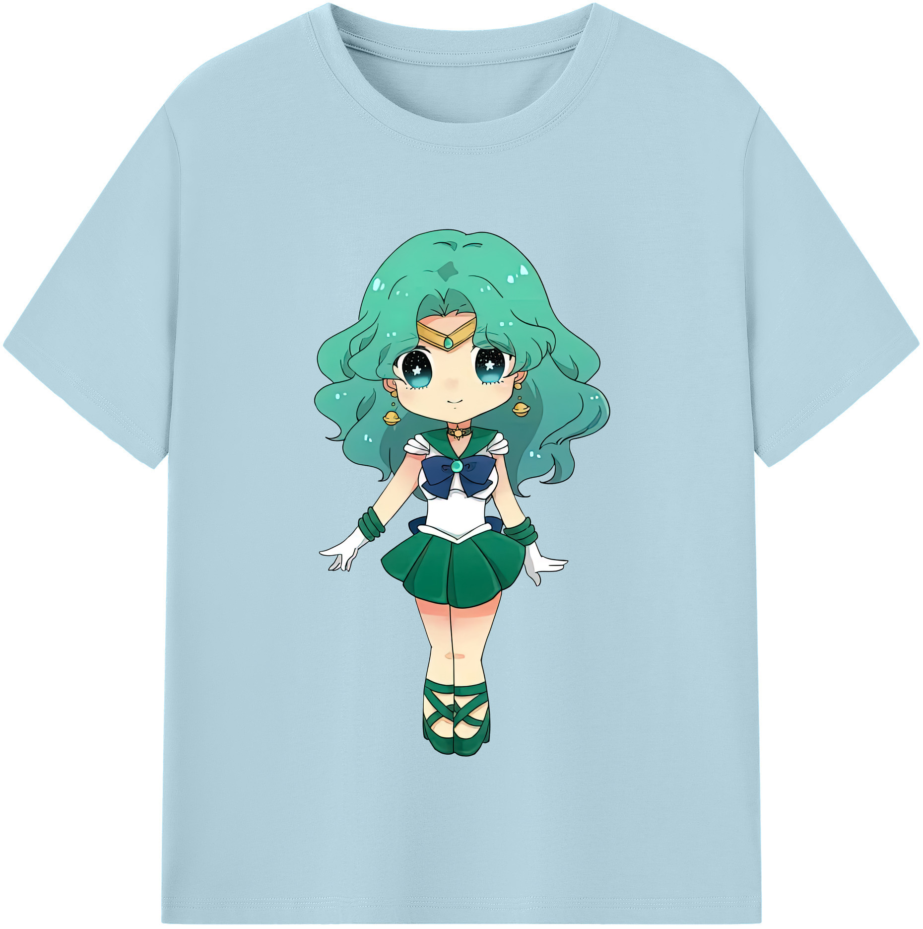 （画像用） 美少女戦士セーラームーン 海王 みちる（かいおう みちる） Sailor Moon Kaiou Michiru 綿100％半袖Tシャツ（フロントプリント）